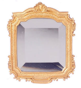 Dollhouse Miniature Wall Mirror, Gold